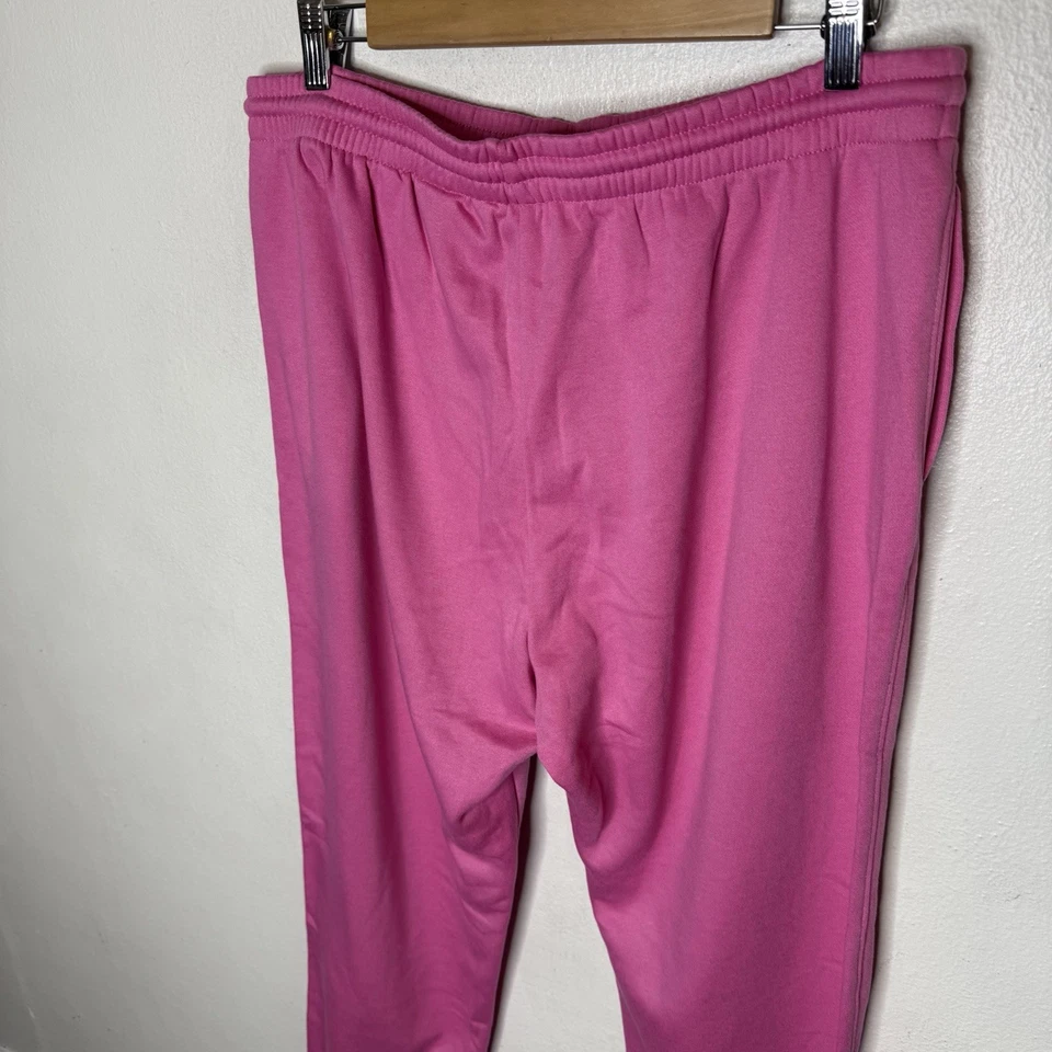 Pantalones deportivos rosa dividido tiro alto con cordón chicle pantalones jogger para mujer grandes Foto 4 de 4