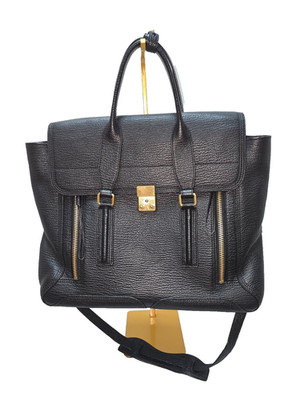 3.1 Phillip Lim Pashli Black Leather Satchel Shoulder Bag Gold Hardware