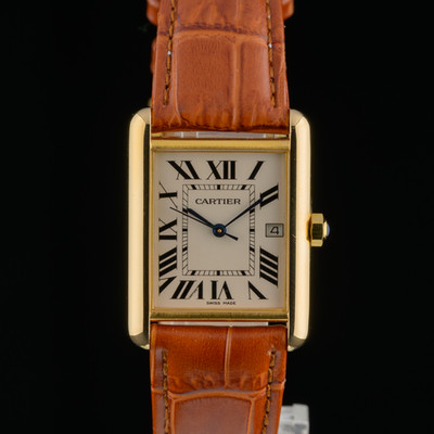 Cartier Tank Louis Medium W1529756 18k Gold White Dial 25.5mm Quartz Watch + Box