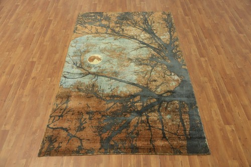 Natur Druck Abstrakt Modern Stil Vorleger 5x8 Fuß Handgeknüpft Carpet - Bild 2 von 13