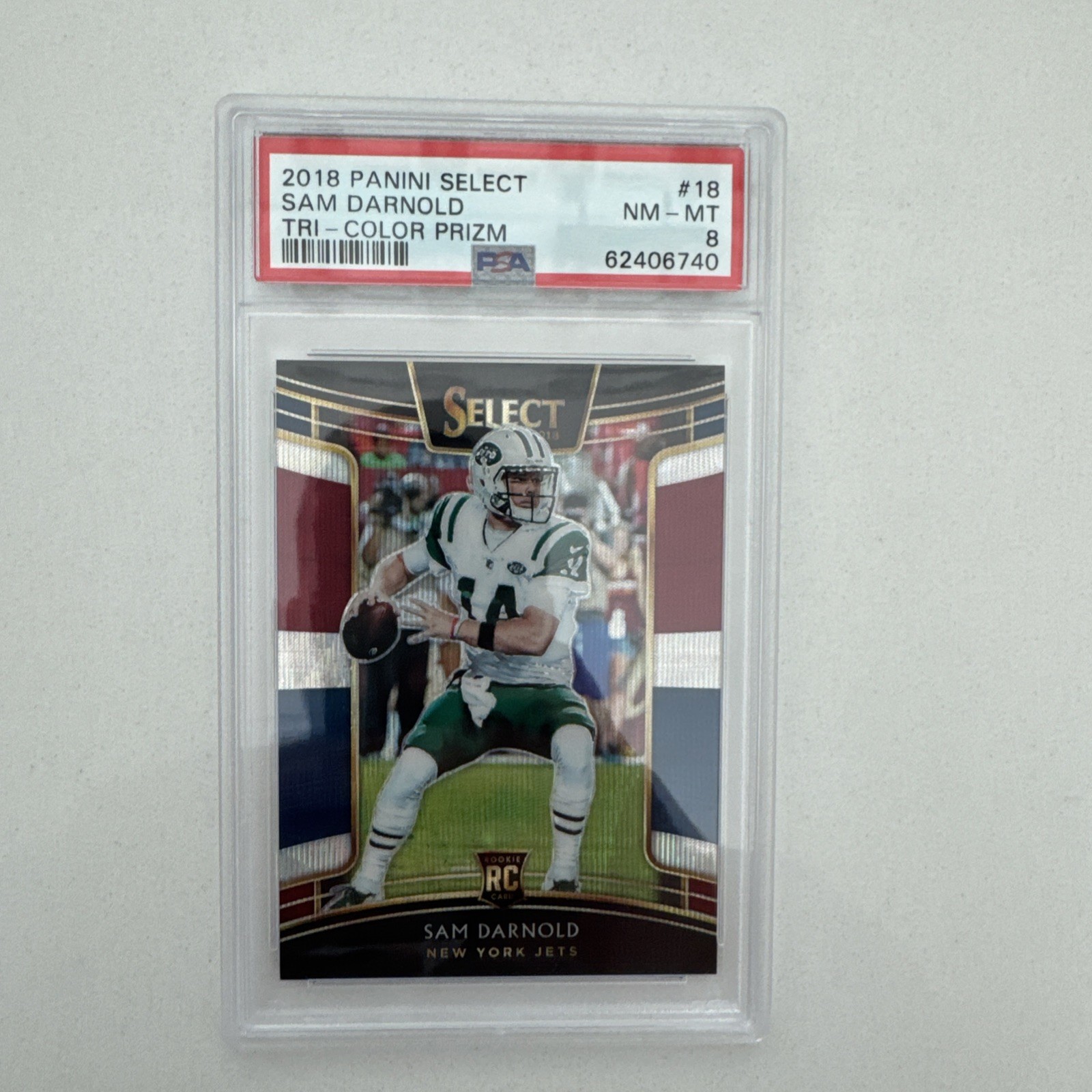 2018 Panini Select - Concourse Sam Darnold #18 Tri-Color Prizm /199 (RC) PSA 8
