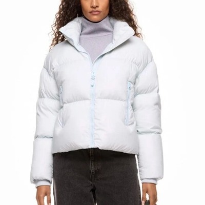 Mackage Power Blue Puffer Jacket XS Crop Ski Oversized Retro Wool Designer $990