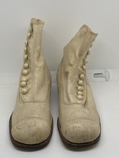 Victorian White Kidskin Leather Button Up Ladies Shoes
