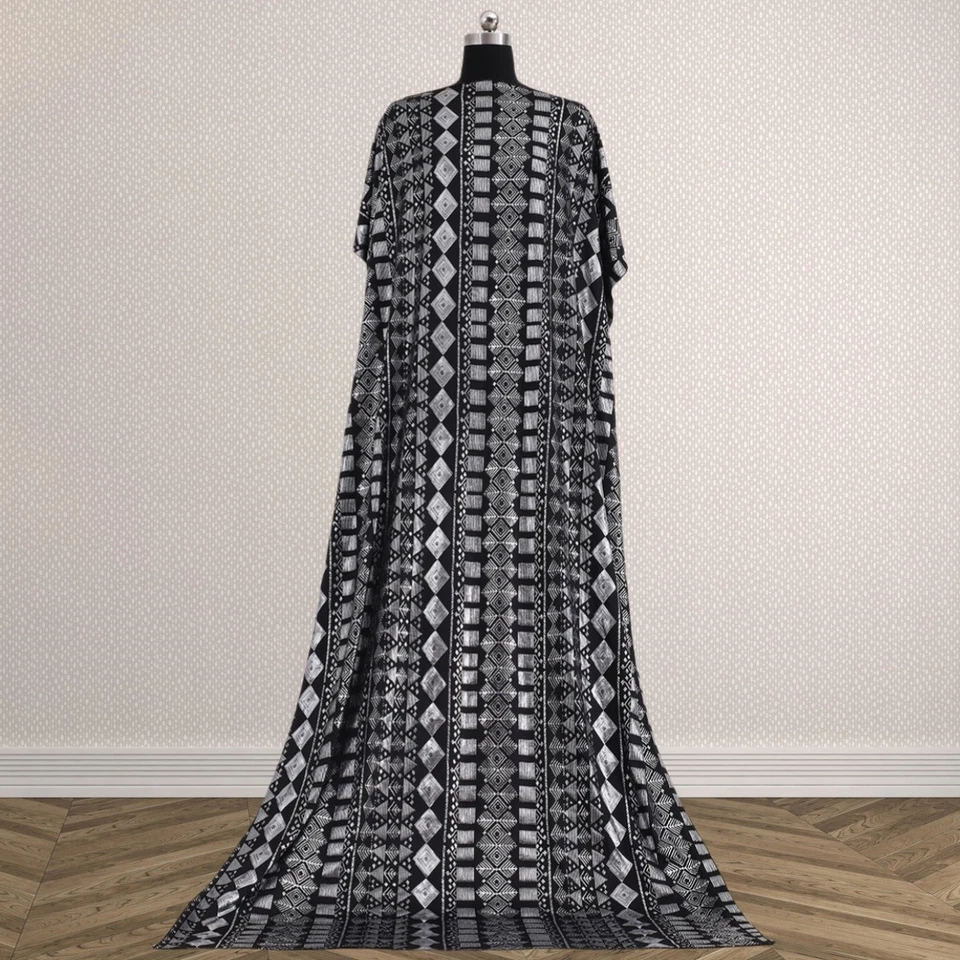 1920s women's milk silk dress dance skirt stretch Faux Assuit Foil print fabric - Image 2 of 4