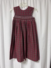Vintage Orient Expressed Red White Plaid Smocked sleeveless Dress Girls Size 7