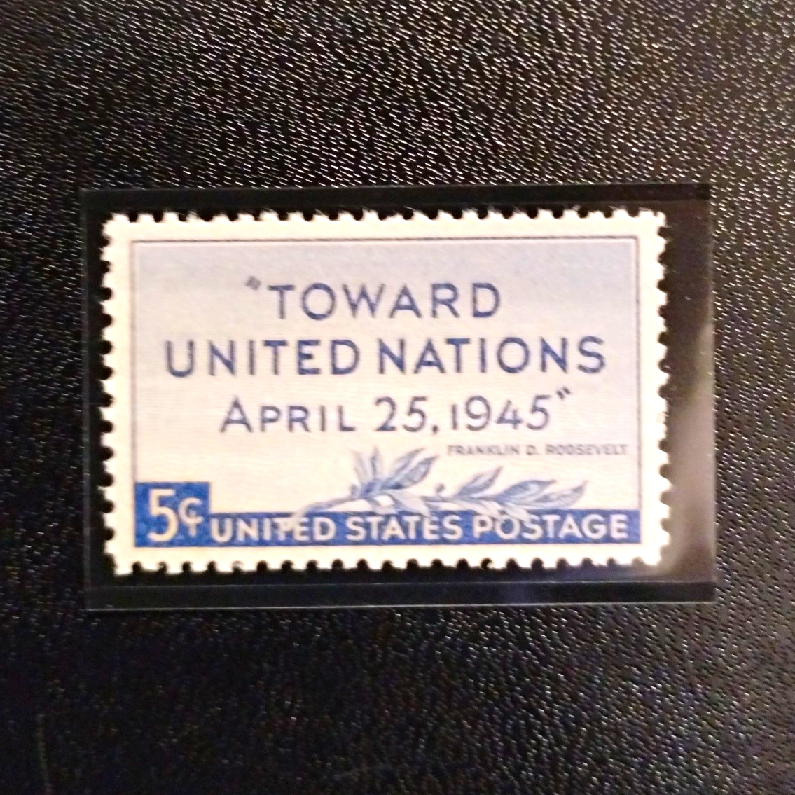 US 5c "Toward United Nations" Postage Stamp, Blue/White, 1945