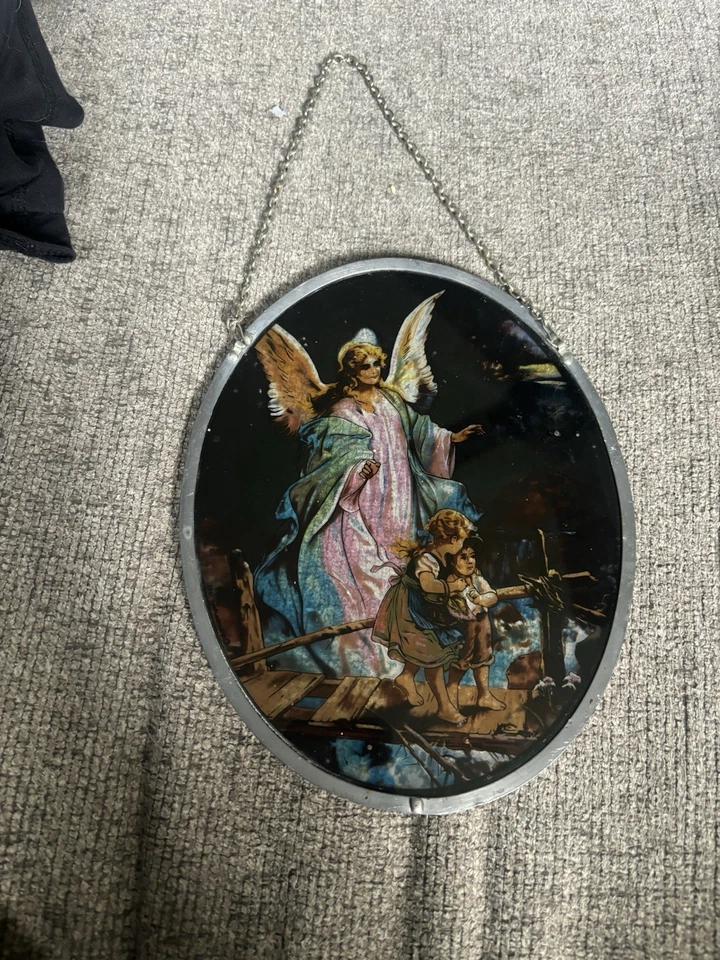 Ángel en el puente vitral vintage Bernhard Plockhorst. Glassmasters 1993 Foto 2 de 3