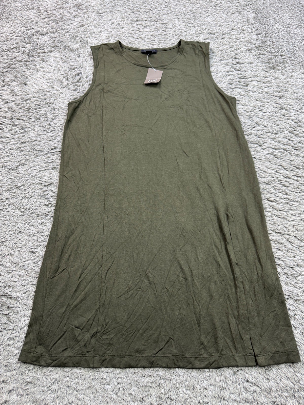 J Jill Dress Women XS Dark Olive Green Wearever Collection Sleeveless Mini NWT
