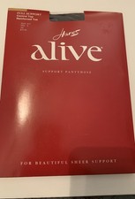 Hanes Alive Full Support Control Top 810 Pantyhose Nylons Size A Jet Black
