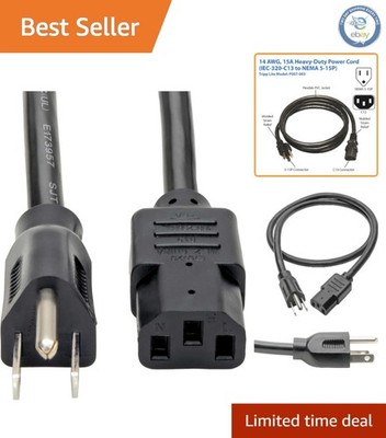 Eaton 15 Amp Heavy-Duty 3ft  Listed Power Cord for PC, Monitor & Laptop