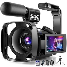 5K Video Camera Camcorder, UHD 64MP Vlogging Camera for YouTube with 3" Black