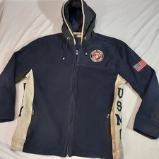 MARINES USMC Fleece Hoodie Zip-Up Jacket MEN'S LARGE BRADFORD EXCHANGE, Licensed