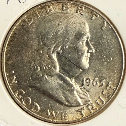 1963-D Franklin Half Dollar - TONER!!! - 90% Silver - Extra Fine Nice Bell Lines