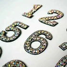 Rhinestone Sparkle Number 5.5cm Patch Patches Iron on Alphabet Embroidery Cloth