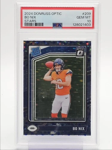 BO NIX 2024 DONRUSS OPTIC RATED ROOKIE FOOTBALL STARS PRIZM RC PSA 10 Q0004