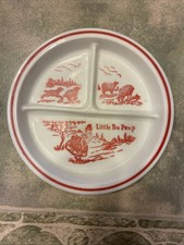 VINTAGE 1930'S VITROCK /FIRE KING LITTLE BO PEEP CHILDS DIVIDED DISH