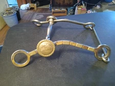 Western Snaffle Bit Fixed Cheeks 5 Inch Mouth Engraved Conchos Stainless