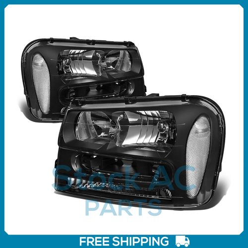Headlights Black Clear Lamp for 2002-2009 Chevy Trailblazer Suv - Picture 1 of 7