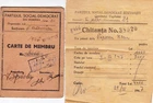 Romania, 1946, Vintage PSD Party ID / Member Card - Rare Revenues, Cinderellas