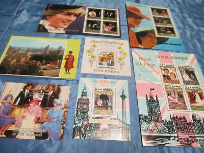 Prinz Charles &  Diana , Briefmarken - Blöcke + Postkarte , Lot 01  Lady Di
