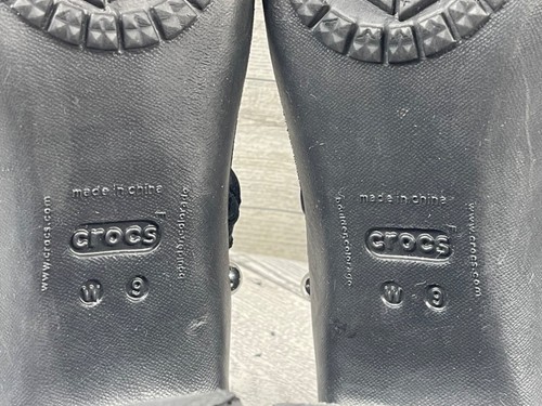 Crocs High Heel Sandals Slides Women 9M Cyprus IV Shoes Black Platform Strappy - Picture 17 of 19