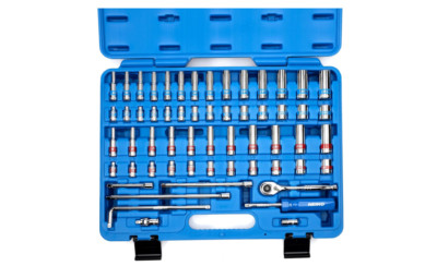 Neiko 1/4'' Ratchet & 58-Piece Socket Set, Chrome Vanadium Steel, Multi-color.