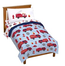 Jay Franco Trend Collector Go Fire Truck Go 4 Piece Toddler Bed Set - Include...