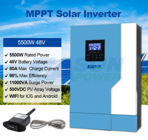 Solar Wechselrichter MPPT 5.5KW 100A 500VDC PV-Eingang 5.5KW 220VAC 48VDC WiFi