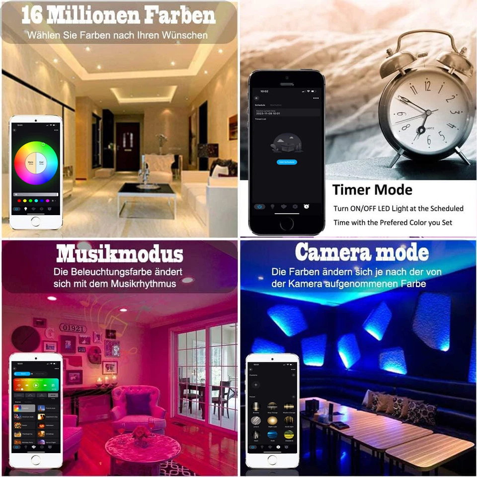 20X LED Einbaustrahler 9W Bluetooth RGB+WW+CW Einbauleuchten Decken Spot Dimmbar - Bild 2 von 4