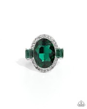 Paparazzi Stubborn Shimmer - Green - Oval Gem...