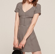 Reformation Raleigh Checkered Gingham Mini Dress Size 4 Black And White Pattern