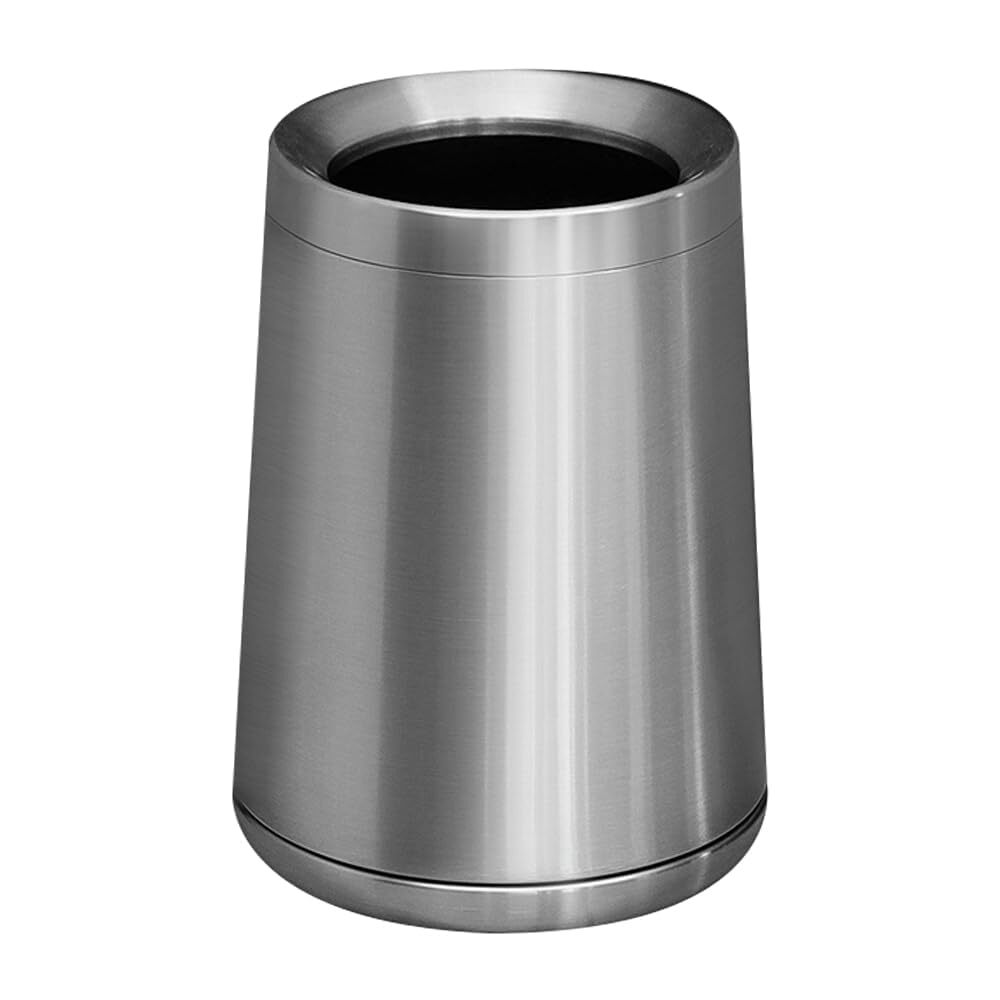 8L/2.1 Gallon Bathroom Trash Can,Brushed Silver Trash Can,Conical Stainless S...