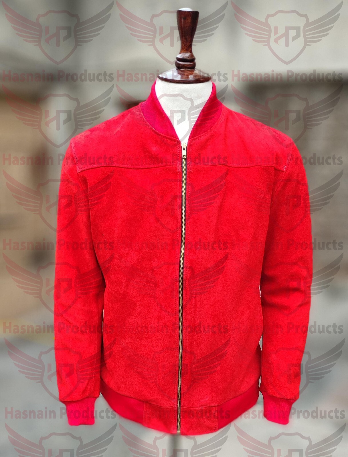 ALTRA Giacca bomber in vera pelle scamosciata stile casual rosso colore rosso per uomo e donna