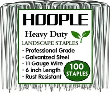 100 Pack 6'' Gauge Heavy Duty U Shaped Garden Securing Pegs Sod Staples Stakes