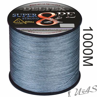 Deltex Super Strong Grau 1000M 8 Fach Rund Geflochtene Angelschnur Auswahl Kva