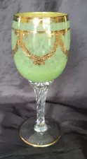 Interglass Italy Hand Blown Crystal Glass Water / Wine Goblet   24 KT 7,5"