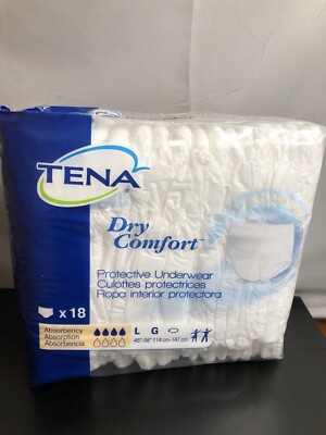 4 Packs (72 Count) Tena Dry Comfort Protective Underwear Size Large 45 -58 