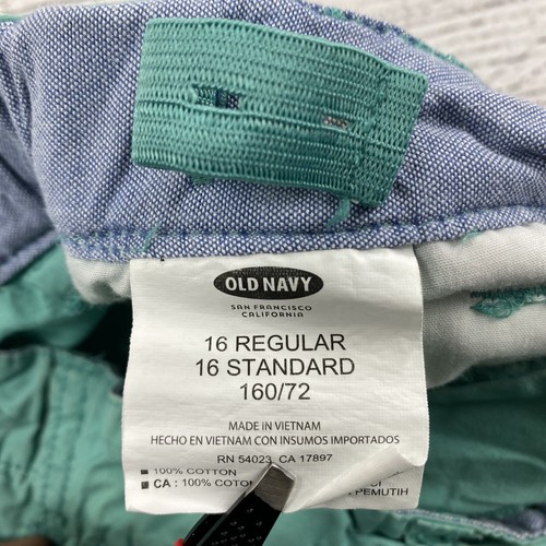 Old Navy Khaki Shorts Boys Size 16 Adjustable Waist Teal Bermuda Pants #RN 54023 - Picture 5 of 9