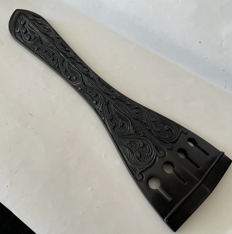 4 String 3/4 Carved Upright Bass Tailpiece Ebony Double Bass Gothic Tailpiece - Image 3 of 4