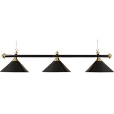 Canopy Lighting - Pool Table Canopy - Brass And Black Bar With 3 Black Shades