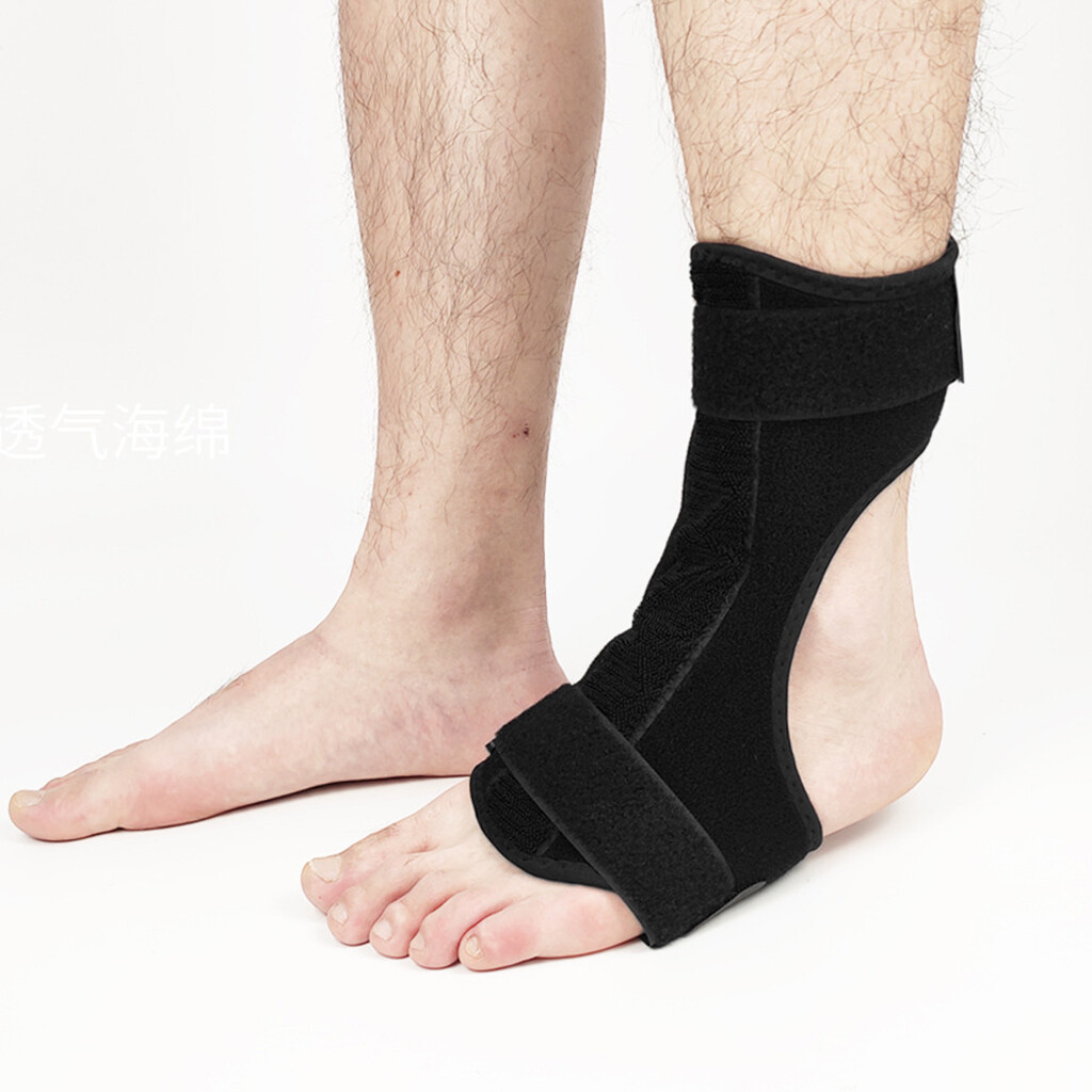 Fußheber-Orthesenbandage Verstellbare Knöchelschiene Stützgurt, Schwarz