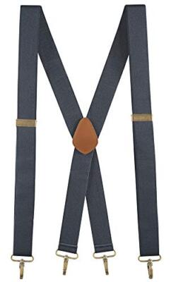  Suspenders for Men - 48'' Adjustable Straps 1 1/4'' - X Back with Denim Blue
