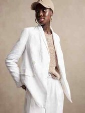 Banana Republic 14 Linen Blazer Sz 14 White NEW 813908