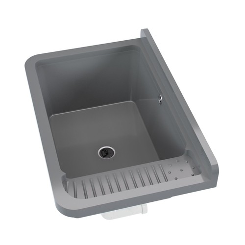 QLS Ausgussbecken 50x34 cm aus Kunststoff mit Siphon Grau Garage Werkstatt - Bild 7 von 56