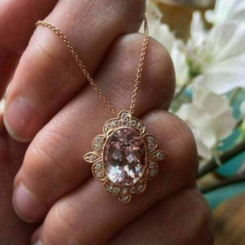 3 Ct Oval Cut Morganite \u0026 Diamond 