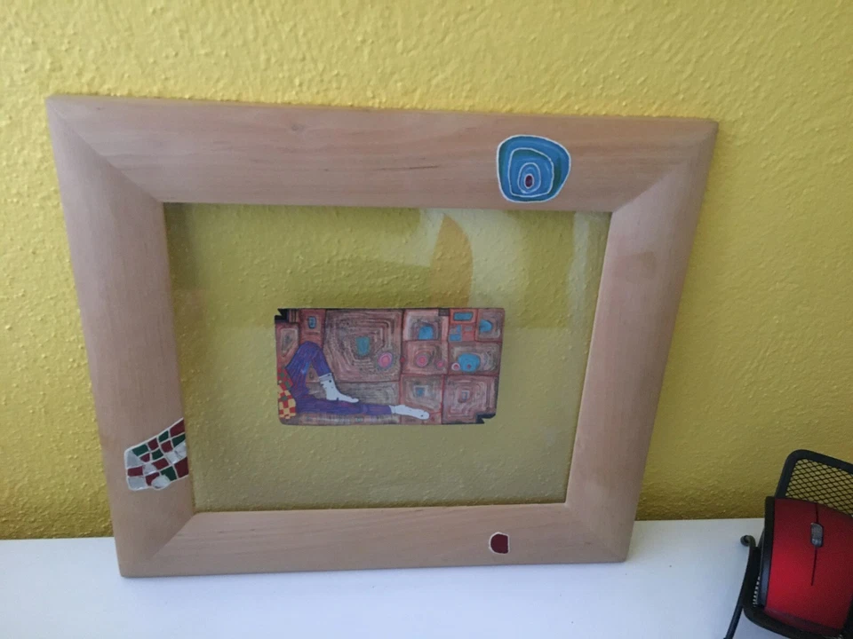 Hundertwasser Bild Postkarte art card - Conversation with a tree - Design-Rahmen - Bild 1 von 2