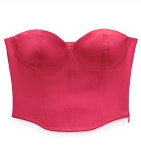 NWT Zara Hot Pink Bustier Strapless Corset Top | eBay