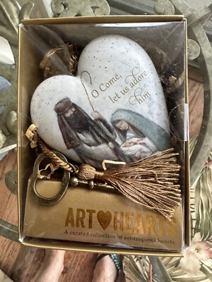 Demdaco Nativity Art Heart  oh Come Let Us Adore Him   NIB
