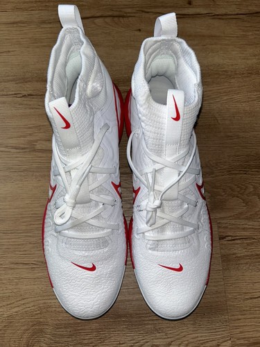 NIKE MENS ALPHA HUARACHE NXT TPU MOLDED BASEBALL HIGH TOP CLEATS 13 WHITE RED - 第 2/7 張圖片