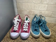 PF Flyers Shoes Center Reissue Hi Red Burgundy ,Hi Sea green/Blue Womens Size 10